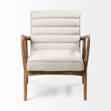 Ajax II Cream Fabric W/ Brown Wooden Frame Accent Chair by Mercana at Eve Furniture