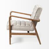 Ajax II Cream Fabric W/ Brown Wooden Frame Accent Chair by Mercana at Eve Furniture
