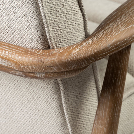 Ajax II Cream Fabric W/ Brown Wooden Frame Accent Chair by Mercana at Eve Furniture