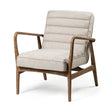 Ajax II Cream Fabric W/ Brown Wooden Frame Accent Chair by Mercana at Eve Furniture