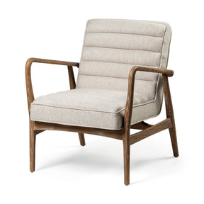 Ajax II Cream Fabric W/ Brown Wooden Frame Accent Chair by Mercana at Eve Furniture