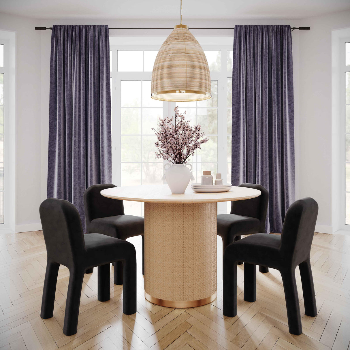 Akiba Natural Ash & Rattan 47" Round Dining Table by TOV Furniture at Eve Furniture