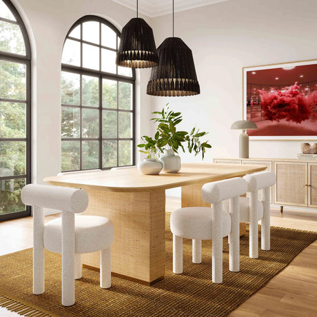 Akiba Natural Ash & Rattan 96" Rectangular Dining Table by TOV Furniture at Eve Furniture
