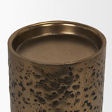 Akira Large Hammered Gold Metal Pillar Candle Holder by Mercana at Eve Furniture