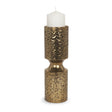 Akira Large Hammered Gold Metal Pillar Candle Holder by Mercana at Eve Furniture