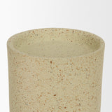 Akira Large Textured Beige Metal Pillar Candle Holder by Mercana at Eve Furniture
