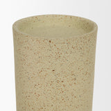Akira Large Textured Beige Metal Pillar Candle Holder by Mercana at Eve Furniture
