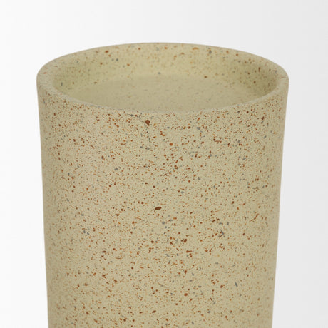 Akira Large Textured Beige Metal Pillar Candle Holder by Mercana at Eve Furniture
