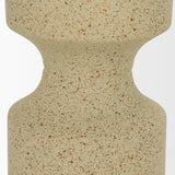 Akira Large Textured Beige Metal Pillar Candle Holder by Mercana at Eve Furniture