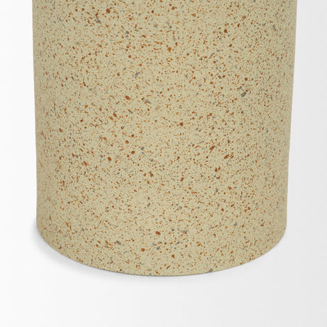 Akira Large Textured Beige Metal Pillar Candle Holder by Mercana at Eve Furniture