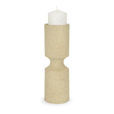 Akira Large Textured Beige Metal Pillar Candle Holder by Mercana at Eve Furniture