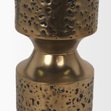 Akira Small Hammered Gold Metal Pillar Candle Holder by Mercana at Eve Furniture