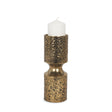 Akira Small Hammered Gold Metal Pillar Candle Holder by Mercana at Eve Furniture