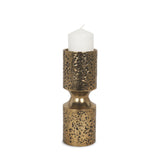 Akira Small Hammered Gold Metal Pillar Candle Holder by Mercana at Eve Furniture