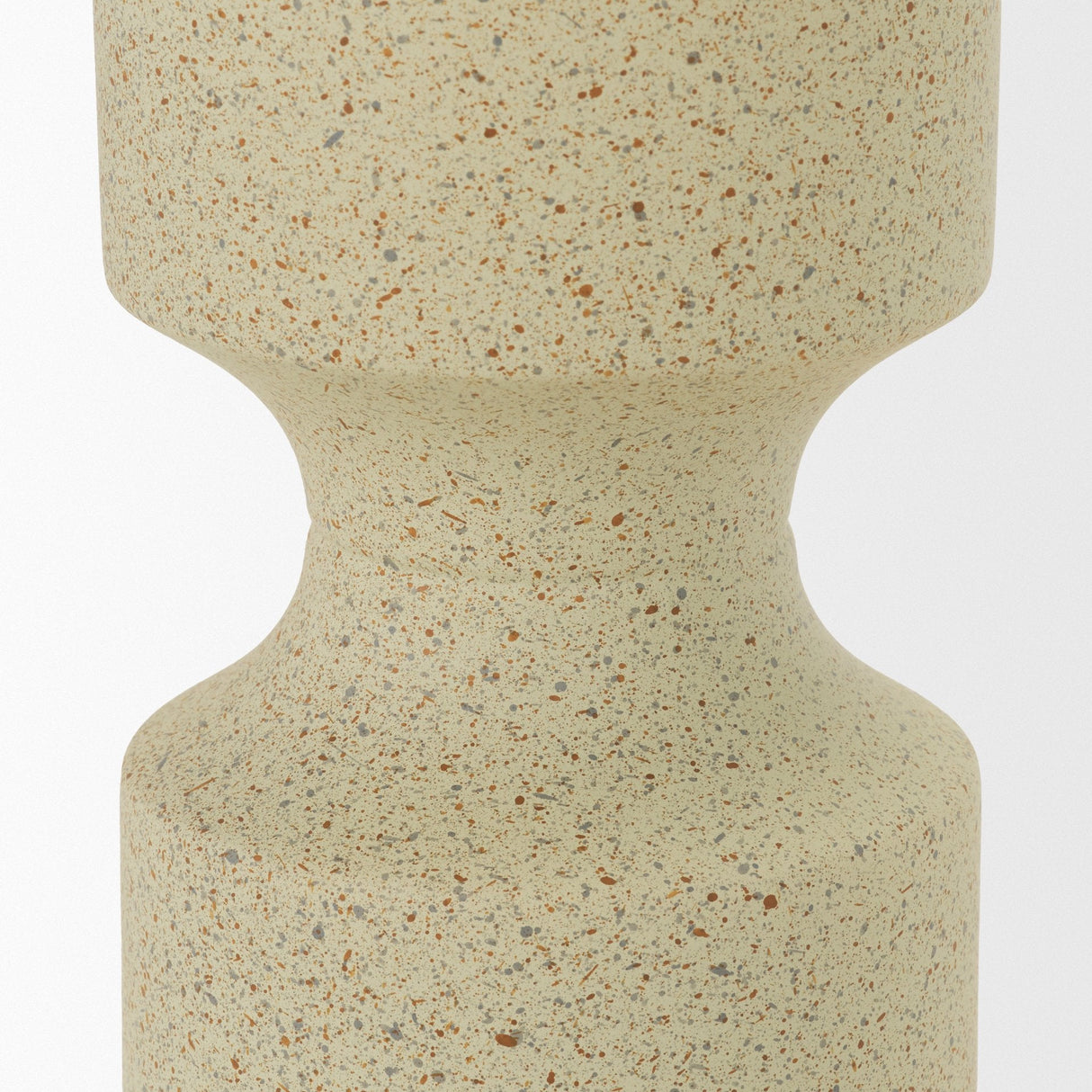 Akira Small Textured Beige Metal Pillar Candle Holder by Mercana at Eve Furniture