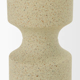 Akira Small Textured Beige Metal Pillar Candle Holder by Mercana at Eve Furniture