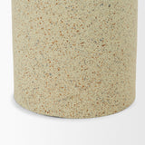Akira Small Textured Beige Metal Pillar Candle Holder by Mercana at Eve Furniture