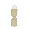Akira Small Textured Beige Metal Pillar Candle Holder by Mercana at Eve Furniture