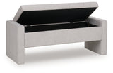 Akselman Gray Storage Bench by Ashley at Eve Furniture