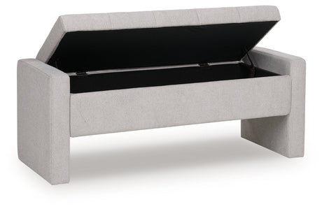 Akselman Gray Storage Bench by Ashley at Eve Furniture