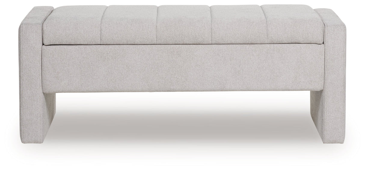 Akselman Gray Storage Bench by Ashley at Eve Furniture