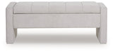 Akselman Gray Storage Bench by Ashley at Eve Furniture