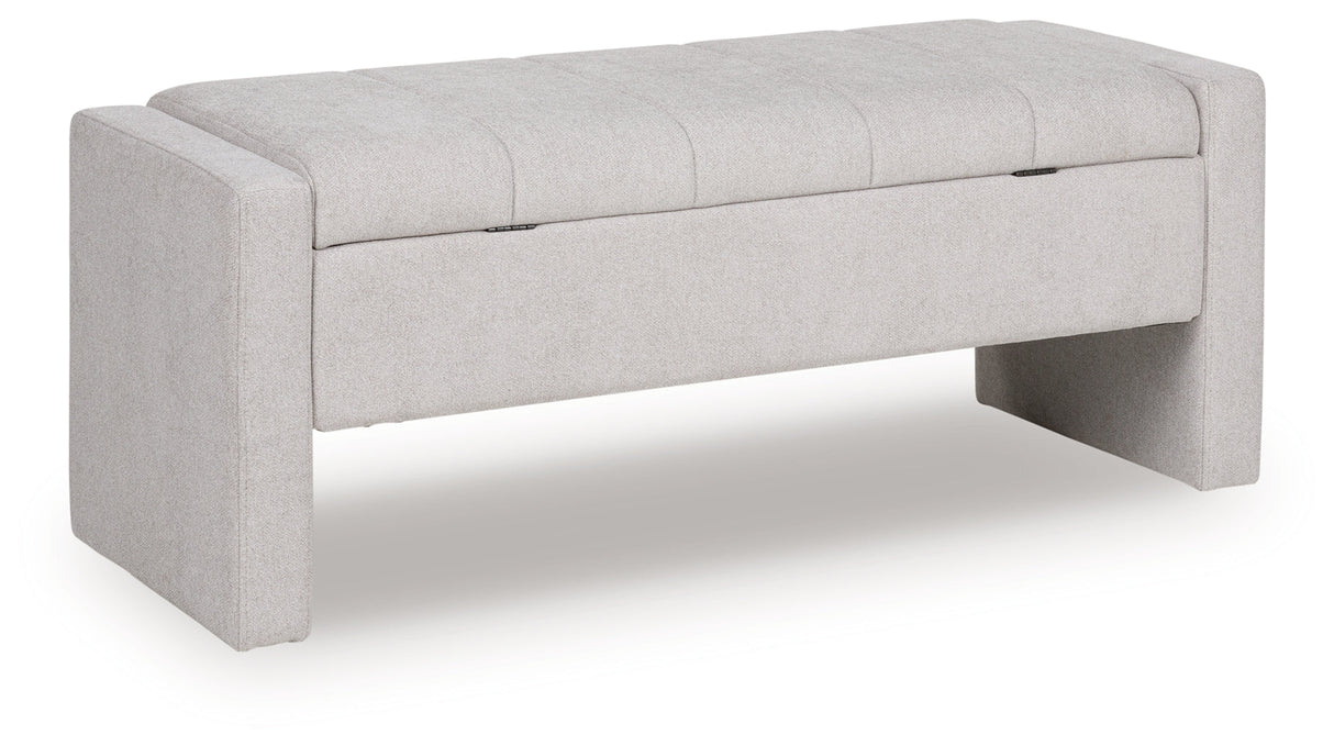 Akselman Gray Storage Bench by Ashley at Eve Furniture