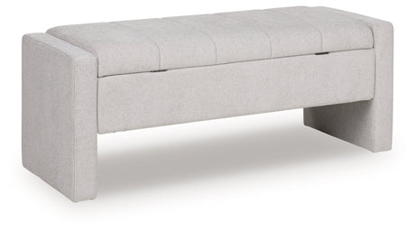 Akselman Gray Storage Bench by Ashley at Eve Furniture