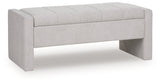 Akselman Gray Storage Bench by Ashley at Eve Furniture