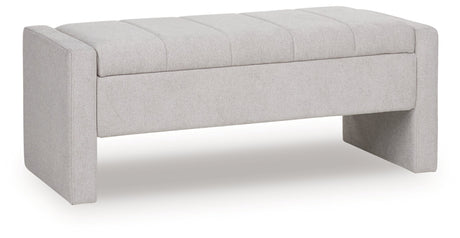 Akselman Gray Storage Bench by Ashley at Eve Furniture