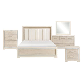 Alabaster Light Gray/Cream 5-Piece Queen Bedroom Set by Homelegance at Eve Furniture