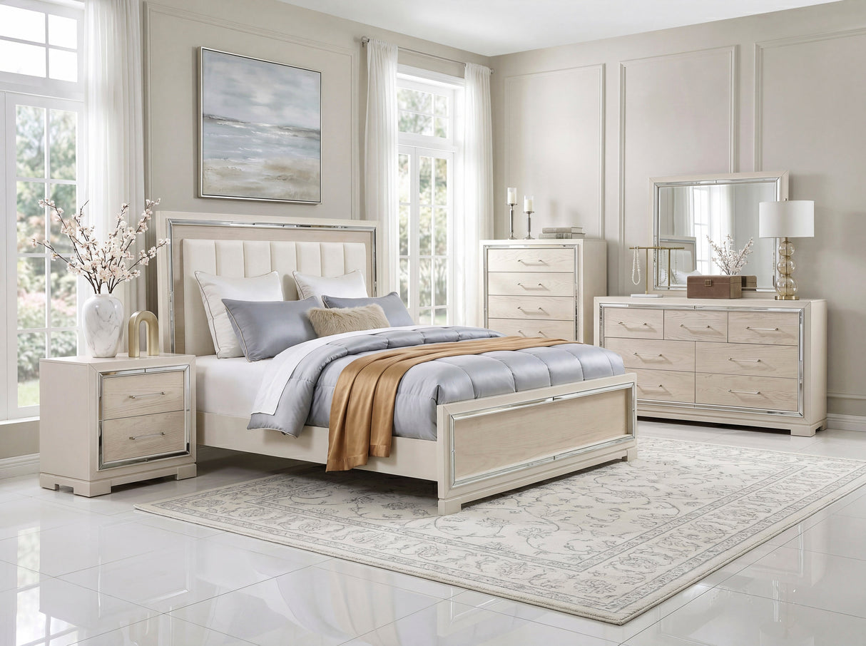 Alabaster Light Gray/Cream Bedroom Set by Homelegance at Eve Furniture