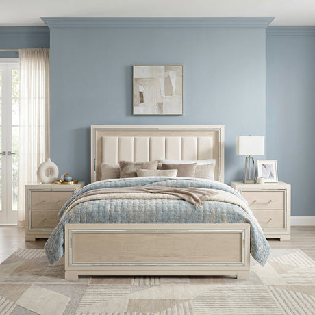 Alabaster Light Gray/Cream Queen Bed by Homelegance at Eve Furniture