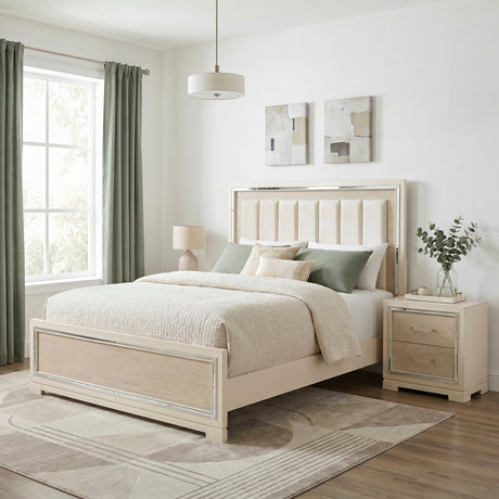 Alabaster Light Gray/Cream Queen Bed by Homelegance at Eve Furniture
