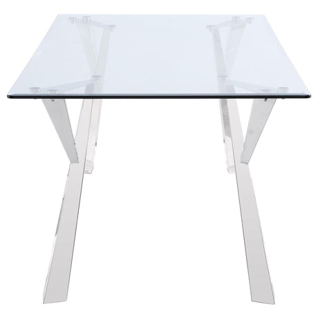 Alaia Clear and Chrome Rectangular Glass Top Dining Table by Coaster at Eve Furniture