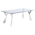 Alaia Clear and Chrome Rectangular Glass Top Dining Table by Coaster at Eve Furniture