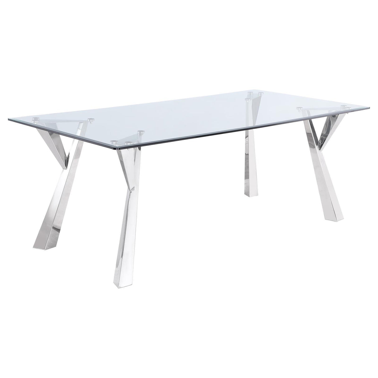 Alaia Clear and Chrome Rectangular Glass Top Dining Table by Coaster at Eve Furniture