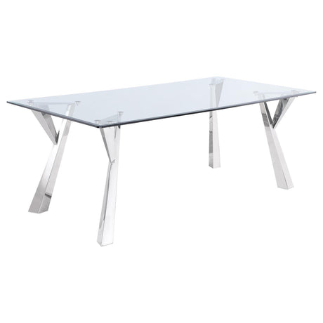 Alaia Clear and Chrome Rectangular Glass Top Dining Table by Coaster at Eve Furniture