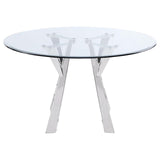 Alaia Clear and Chrome Round Glass Top Dining Table by Coaster at Eve Furniture