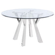 Alaia Clear and Chrome Round Glass Top Dining Table by Coaster at Eve Furniture