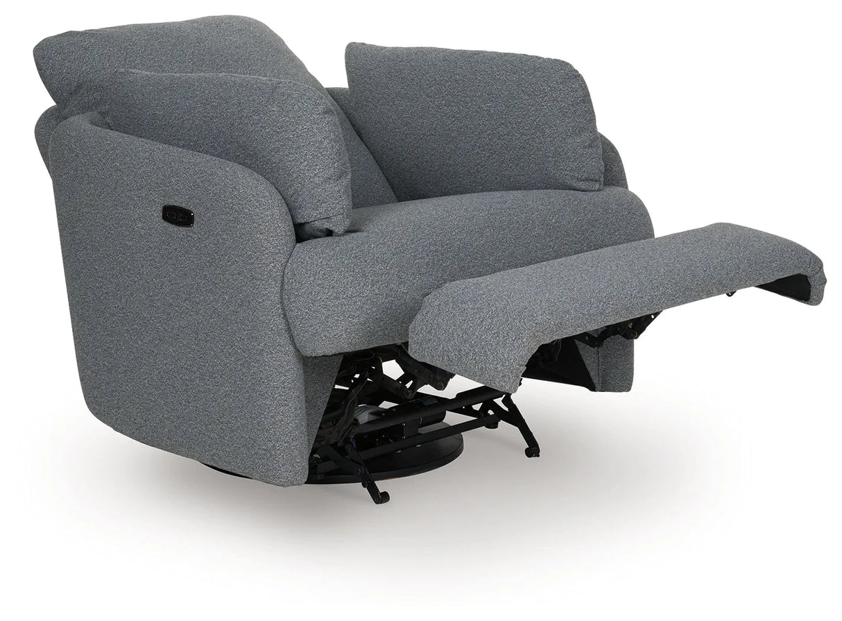 Alainmont Salt and Pepper Swivel Power Recliner by Ashley at Eve Furniture
