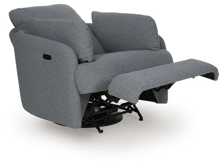 Alainmont Salt and Pepper Swivel Power Recliner by Ashley at Eve Furniture