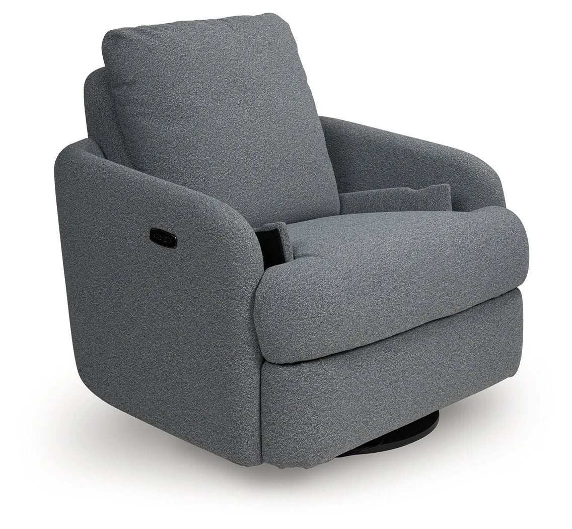 Alainmont Salt and Pepper Swivel Power Recliner by Ashley at Eve Furniture