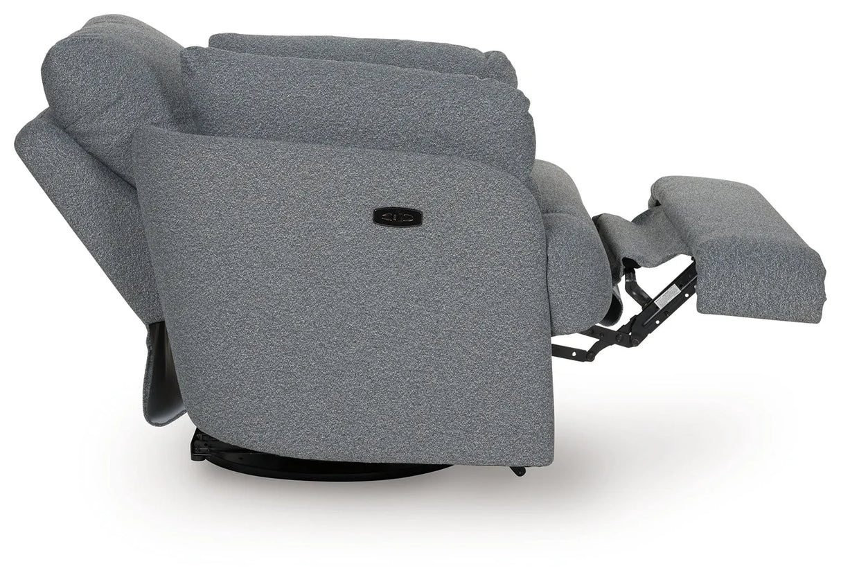 Alainmont Salt and Pepper Swivel Power Recliner by Ashley at Eve Furniture