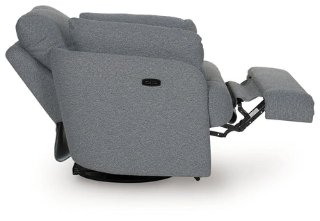 Alainmont Salt and Pepper Swivel Power Recliner by Ashley at Eve Furniture
