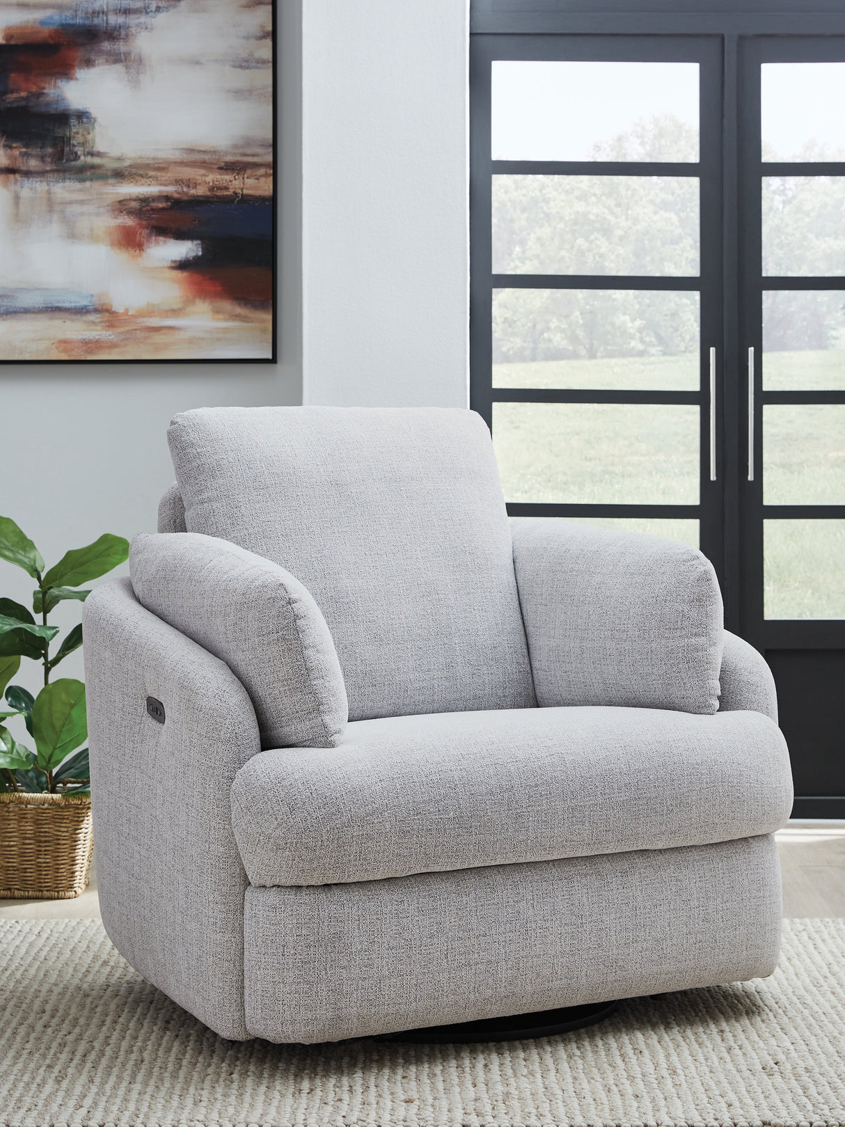 Alainmont Stone Swivel Power Recliner by ASHLEY FURNITURE at Eve Furniture