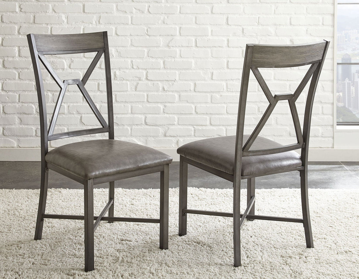 Alamo Gray PU Side Chair, Set of 2