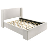 Alamosa White Boucle Upholstered Eastern King Wingback Platform Bed by Coaster at Eve Furniture