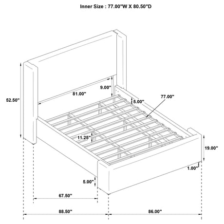 Alamosa White Boucle Upholstered Eastern King Wingback Platform Bed by Coaster at Eve Furniture