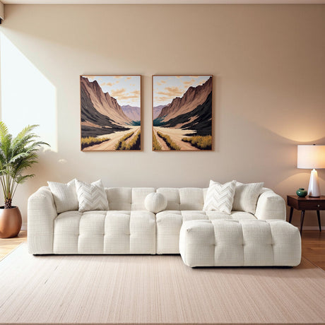 Alana Tufted Ivory Chenille Modular Sectional Sofa by Ashcroft Furniture at Eve Furniture
